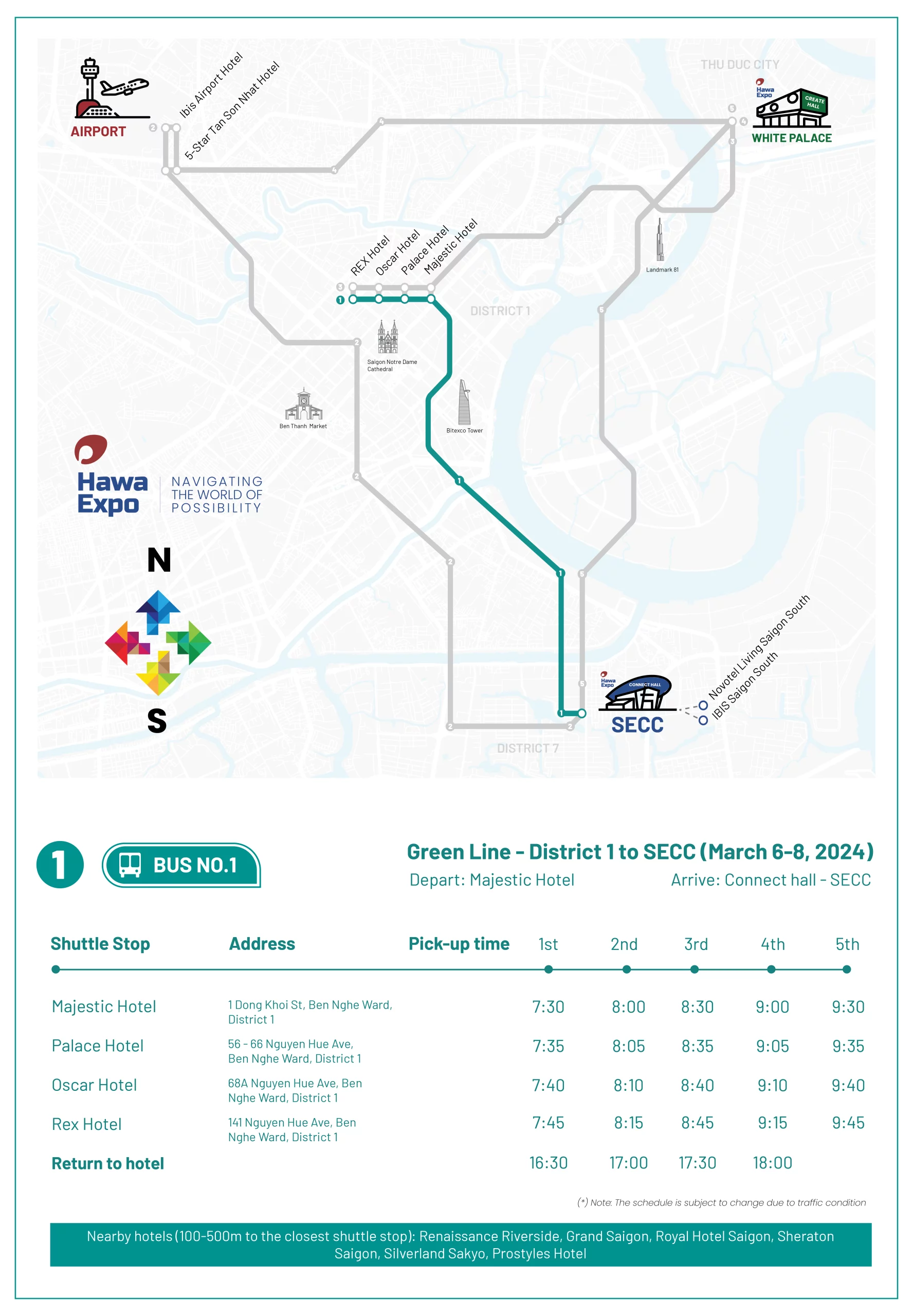 HAWAEXPO SHUTTLE BUS: From Hotels in District 1 to SECC