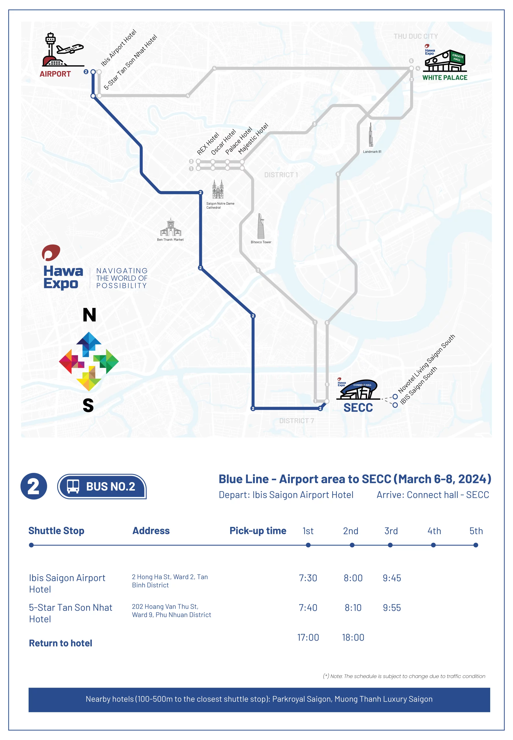 HAWAEXPO SHUTTLE BUS: From Hotels near the airport to SECC